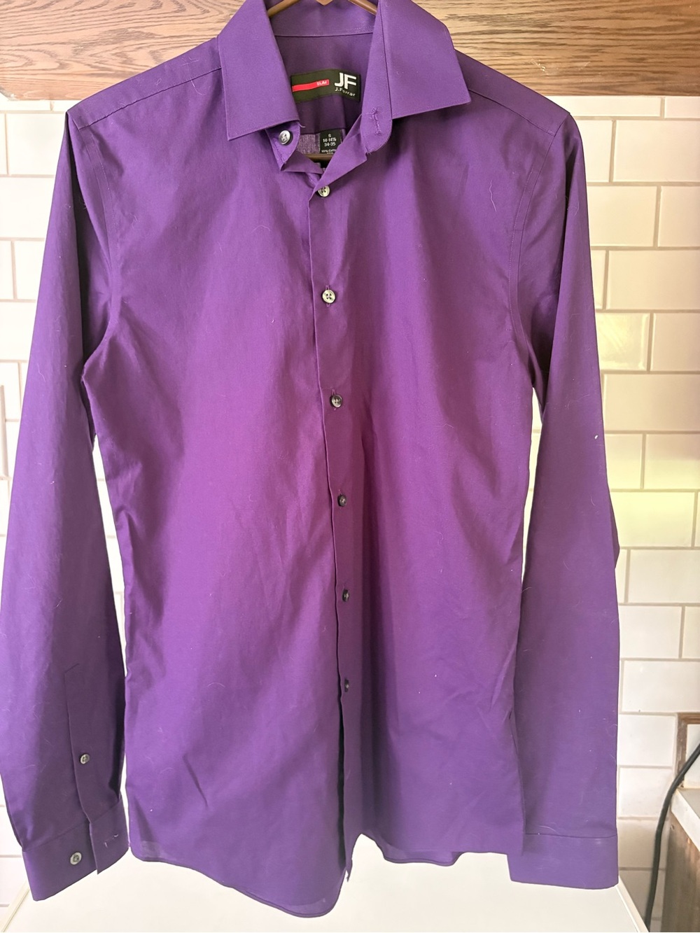 jf j.ferrar Purple Men's Dress Shirt - Button-Down Collar